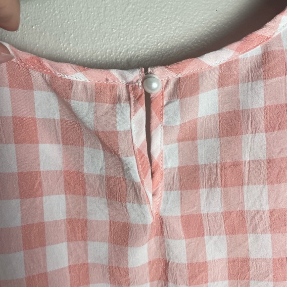 Pink Checkered Ruffle Sleeve Top - Picture 4 of 6